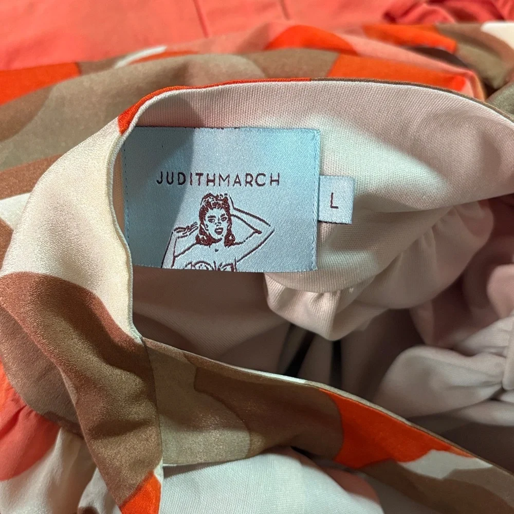 Judith March Floral Retro Mini Sundress Orange Pink Large EUC - Picture 5 of 13